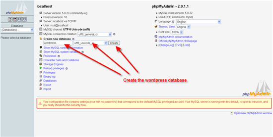 Create The WordPress Database